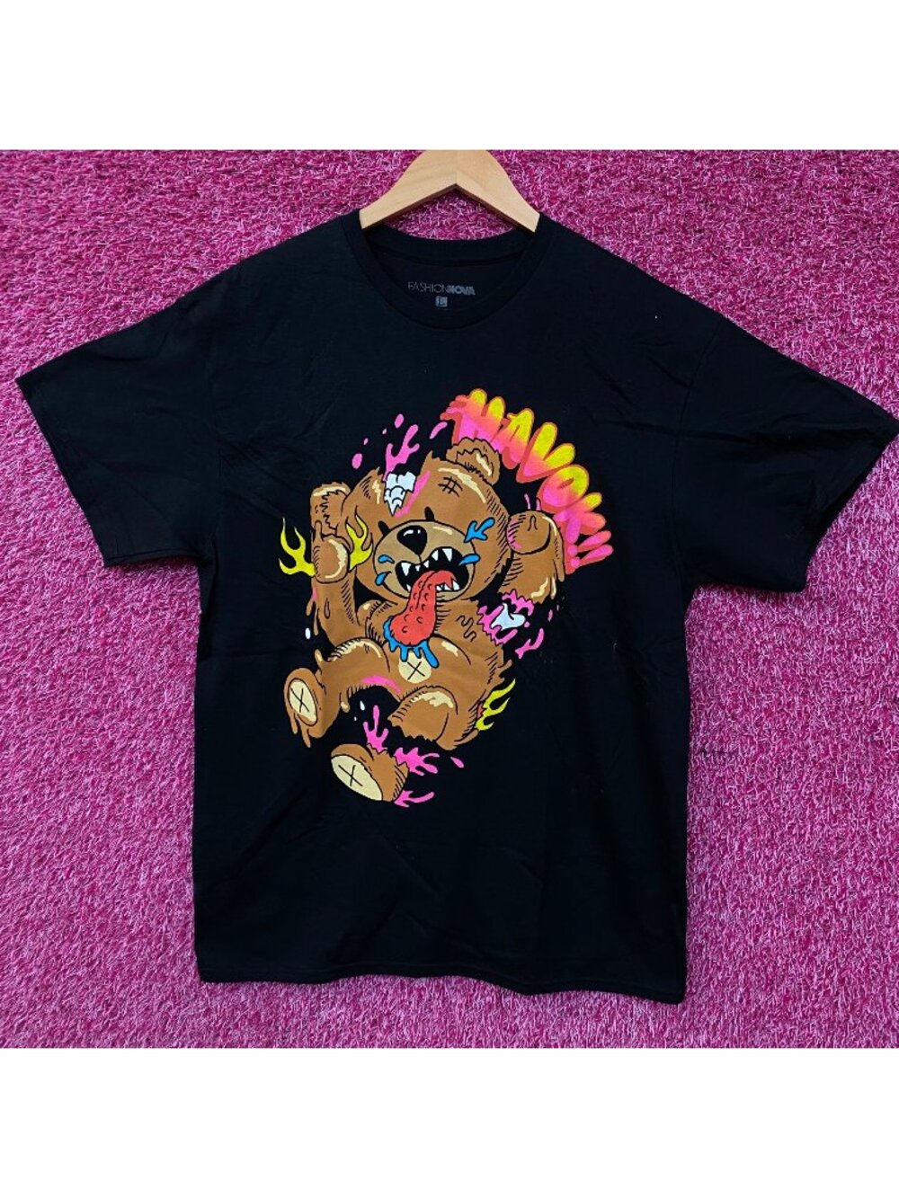 Fashion Nova Wreaking Havok Teddy Bear Graphic T-Shirt Large